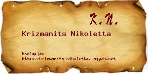 Krizmanits Nikoletta névjegykártya