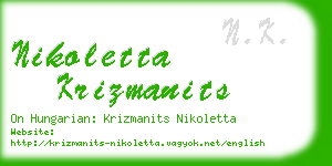 nikoletta krizmanits business card